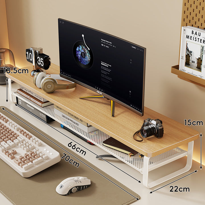Adjustable Desktop Monitor Stand with Mesh Under-shelf Organizer