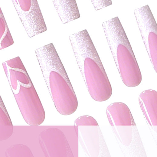 Glamorous Heart Design Acrylic Nail Extensions Bowlift