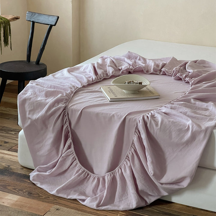 Deep-Pocket Elasticized Ruffled Fitted Sheet with Gathered Skirt