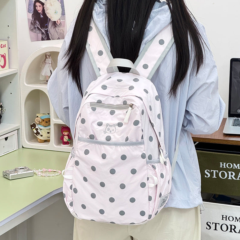 Stylish Polka Dot Casual Backpack Bowlift 1791205343