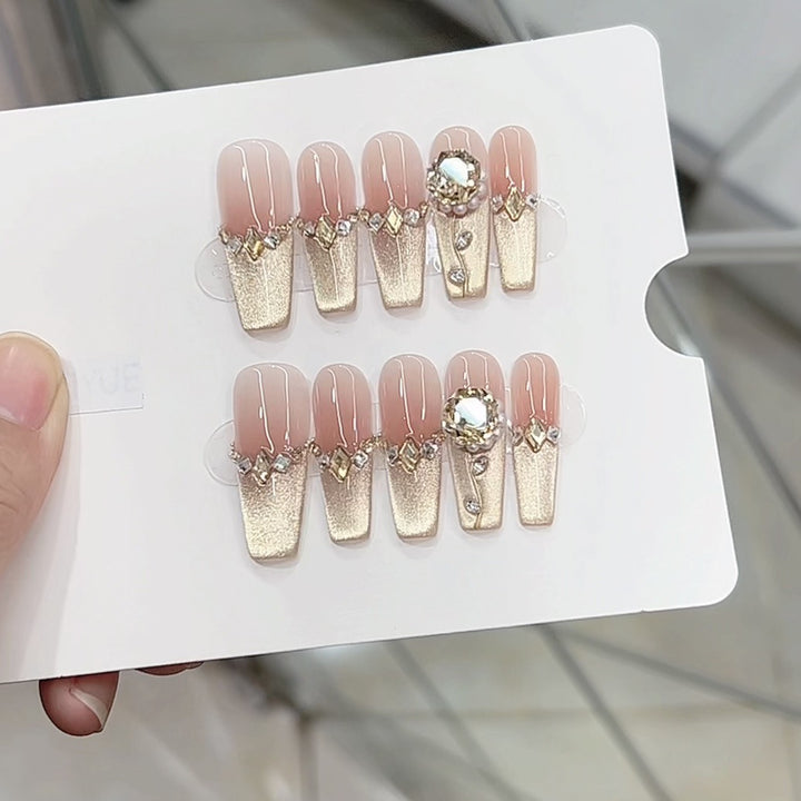 Luxurious Jewel-Embellished Press-On Nail Set Bowlift