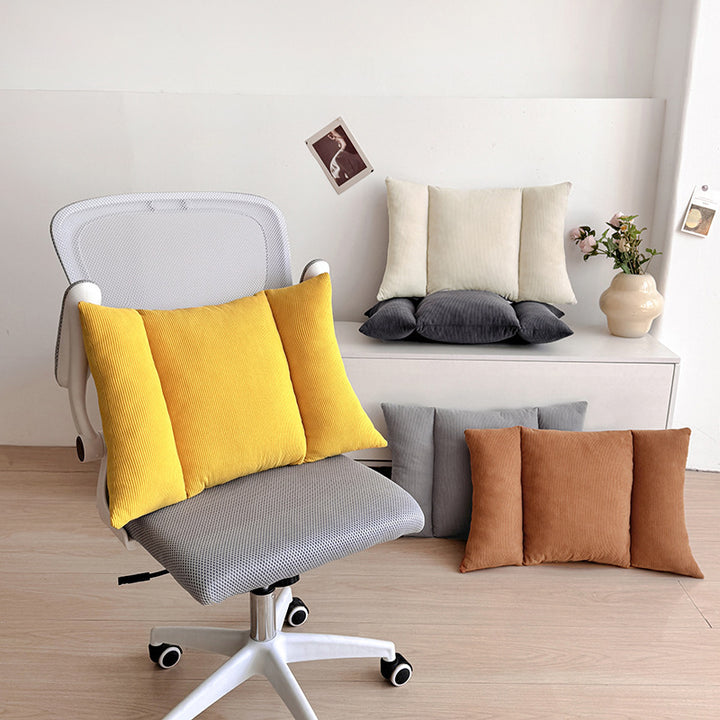 Three-Panel Lumbar Support Cushion Pillow with Corduroy Cover Bowlift