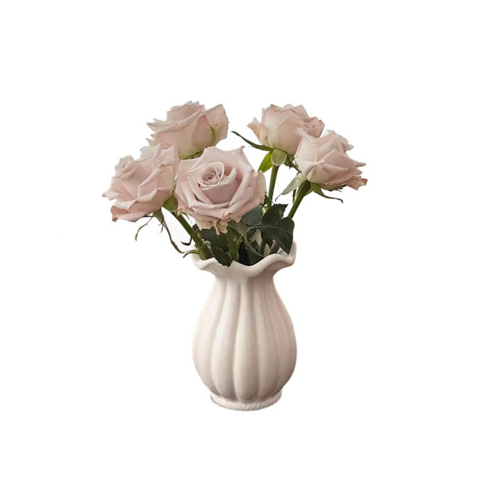 Ribbed Ceramic Flower Vase Bowlift