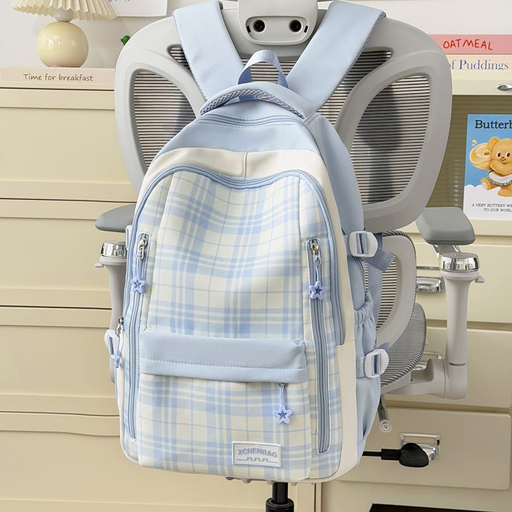 Stylish Checkered Patterned Backpack Bowlift