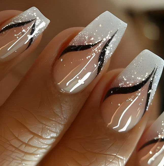 Artistic Long Coffin Nail Enhancements Bowlift