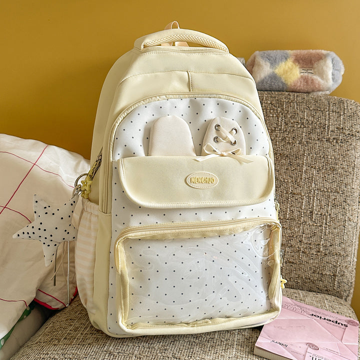 Multi-Compartment Polka Dot Backpack Bowlift