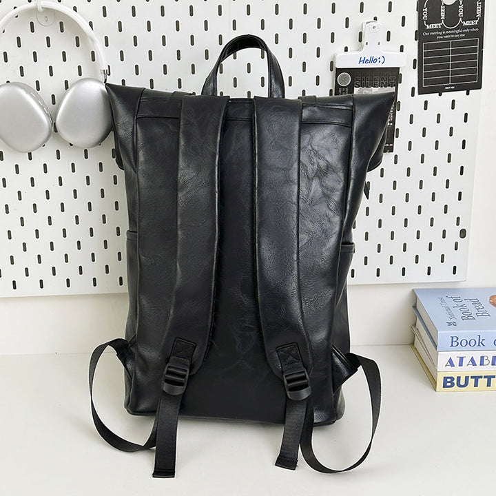 Vintage Leather Rolltop Backpack Bowlift