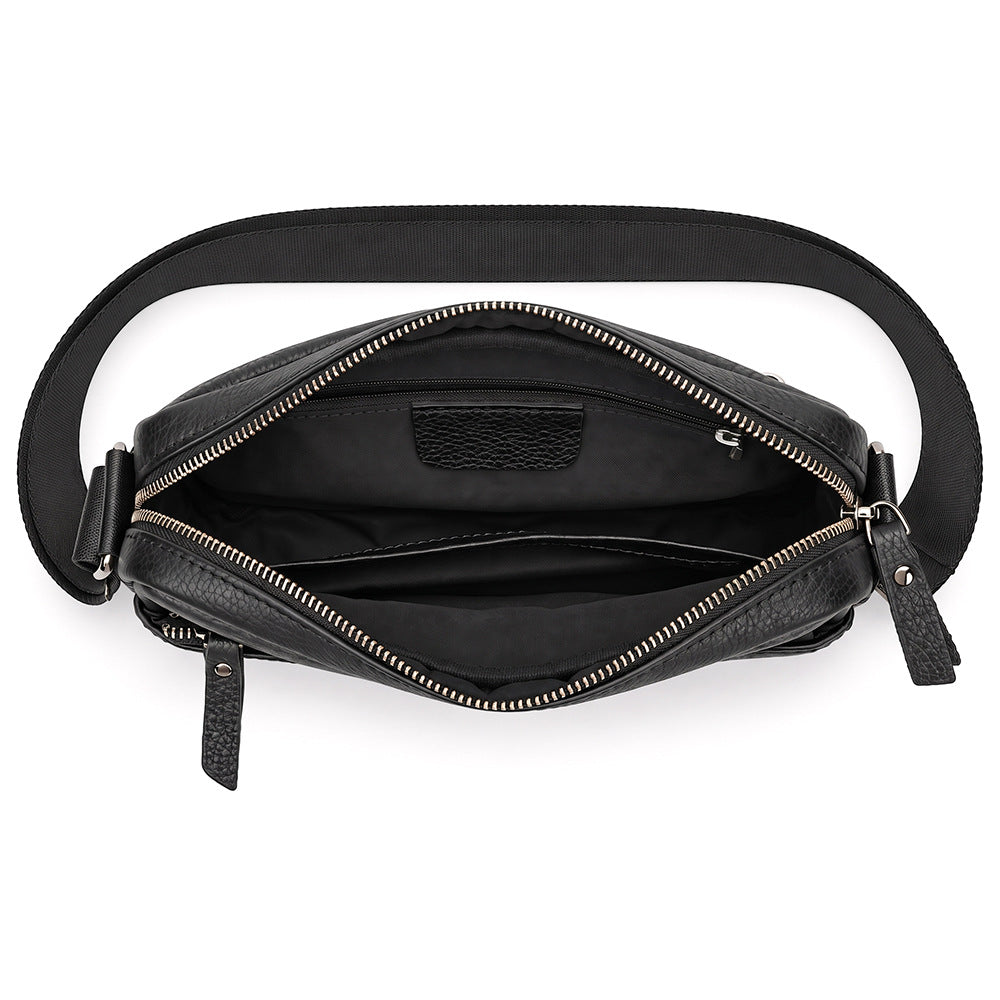 Compact Genuine Leather Crossbody Messenger Bag with Adjustable Strap Bowlift
