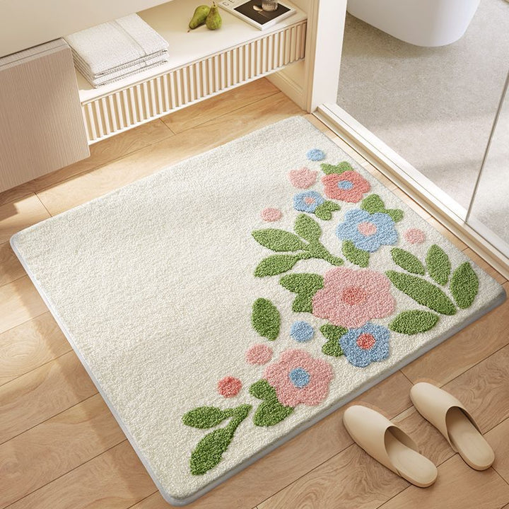 Decorative Floral Pattern Bath Rug