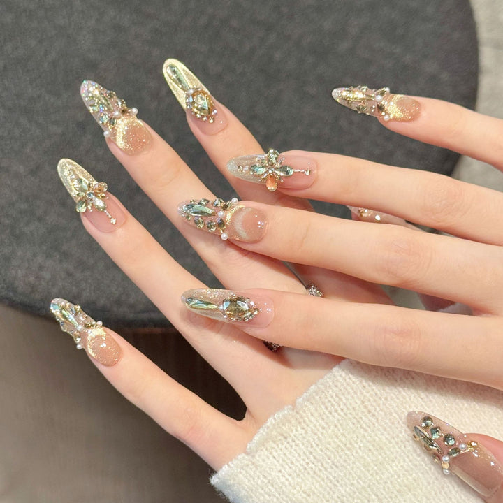 Luxurious Gem-Embellished Press-On Nail Set