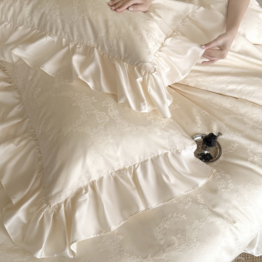 Ruffled Jacquard Sateen Duvet Cover Set