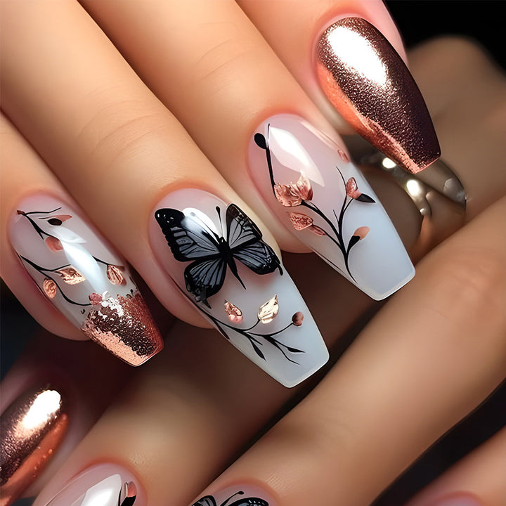 Nail set with elegant glitter design Bowlift