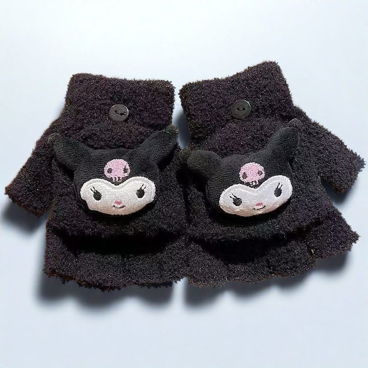 Children's Playful Bear-Themed Fingerless Gloves Bowlift