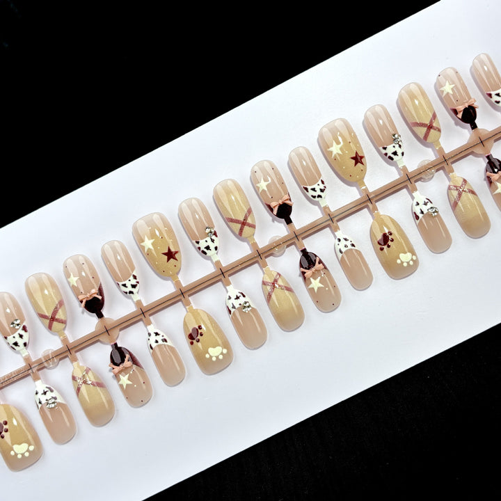 Decorative Press-On Nail Set with Unique Design