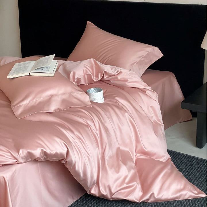 Luxury Silky Sateen Duvet Cover Set with Hemstitch Border