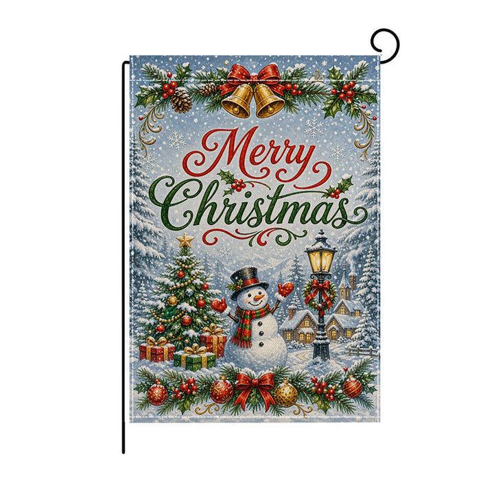 Festive Outdoor Decorative Garden Flag Double-Sided Polyester Christmas Scene