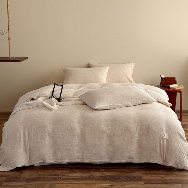 Textured Stonewashed Linen-Blend Duvet Cover and Oversized Pillowcase Set