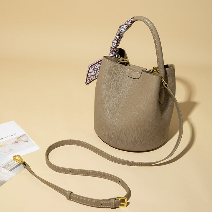 Versatile Bucket Handbag with Detachable Pouch