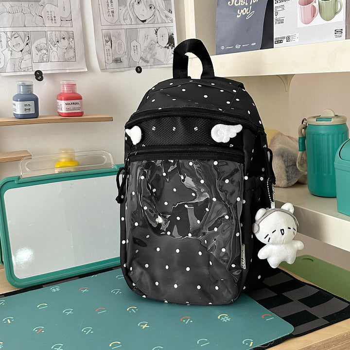 Transparent Dot-Patterned Backpack Bowlift