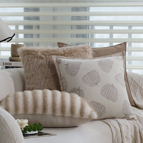 Square cushion cover with fine herringbone pattern and piping Bowlift