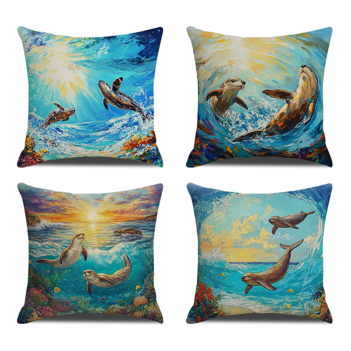 Artistic Coastal Scene Throw Pillow