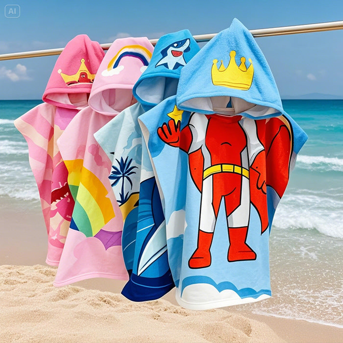 Kids' Fun Dinosaur-Themed Hooded Towel Poncho Bowlift