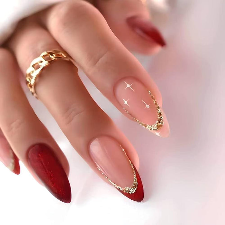 Artificial nail set with luxurious glitter embellishments and stiff tips Bowlift