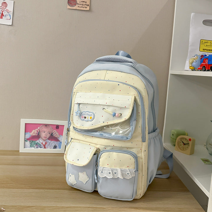 Multi-Pocket Casual Backpack with Transparent Window Bowlift