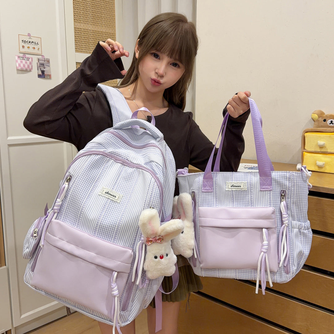 Multi-Functional Striped Backpack Bowlift