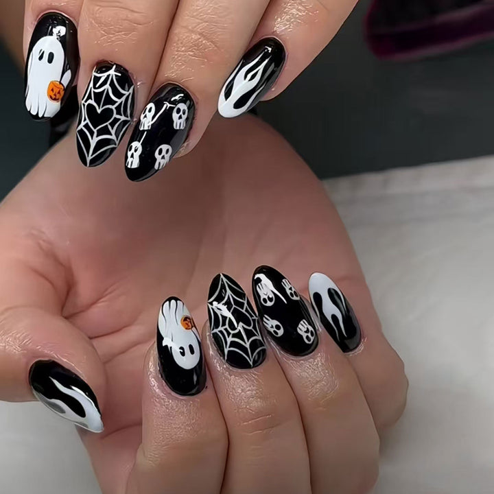 Halloween-Themed Artistic Press-On Nails Set Bowlift