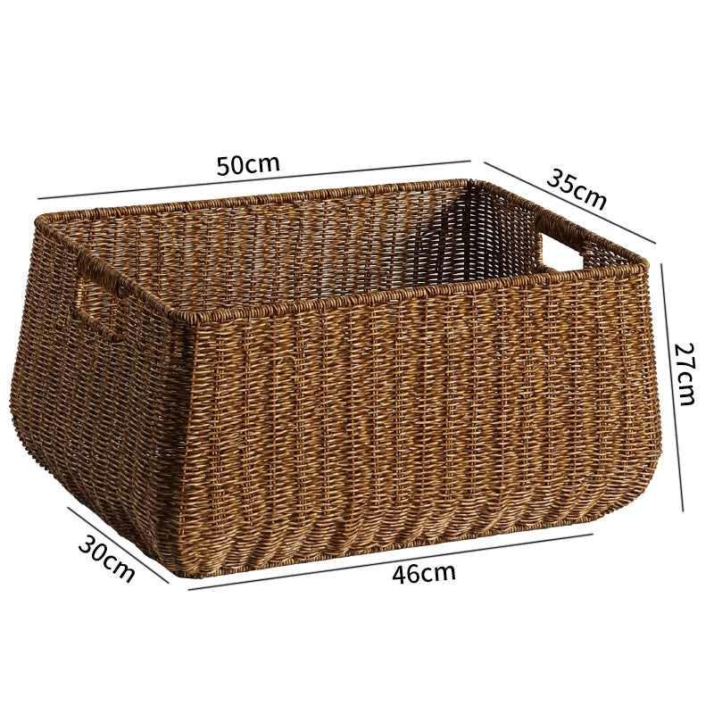 Large Handwoven Storage Basket with Ergonomic Handles
