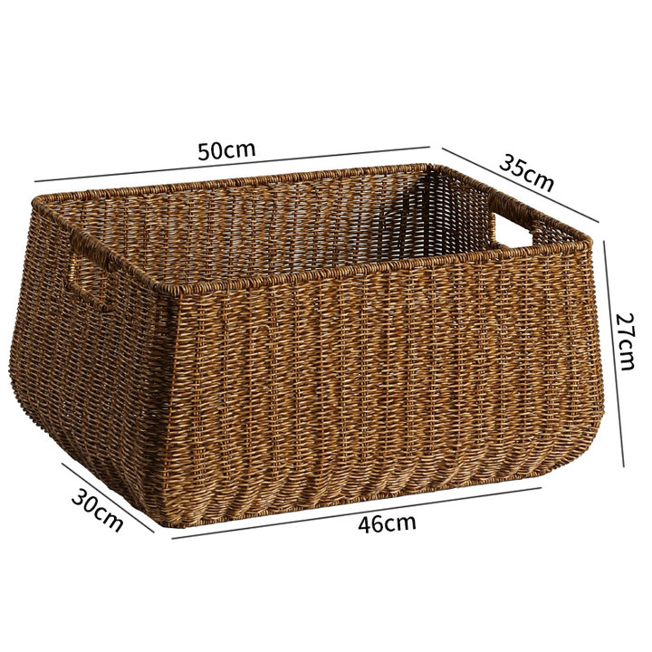 Large Handwoven Storage Basket with Ergonomic Handles