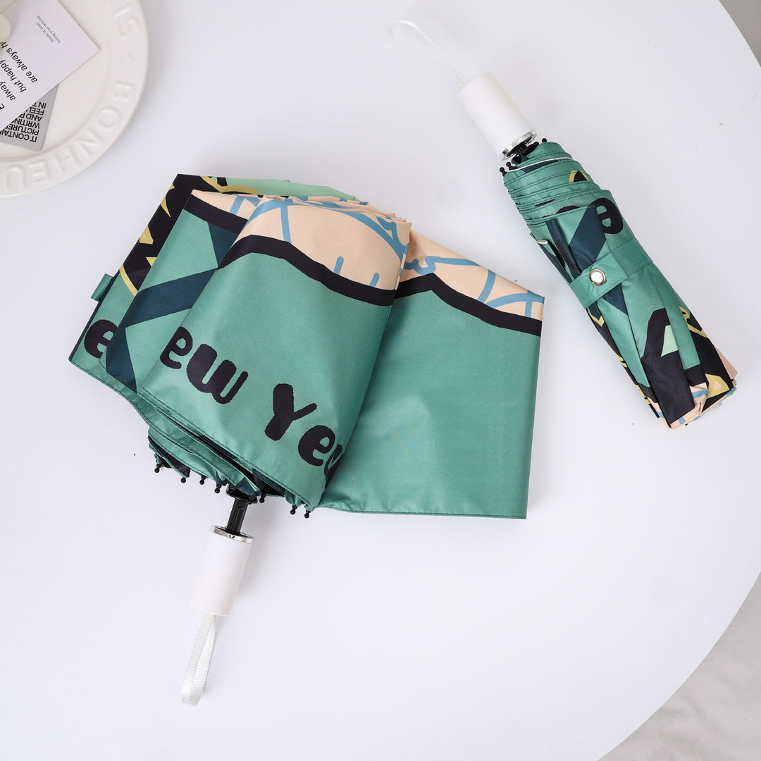 Ladies creative folding umbrella with graphic design Bowlift