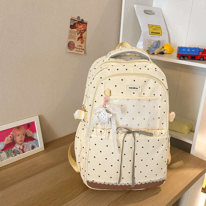 Stylish Polka Dot Patterned Backpack Bowlift