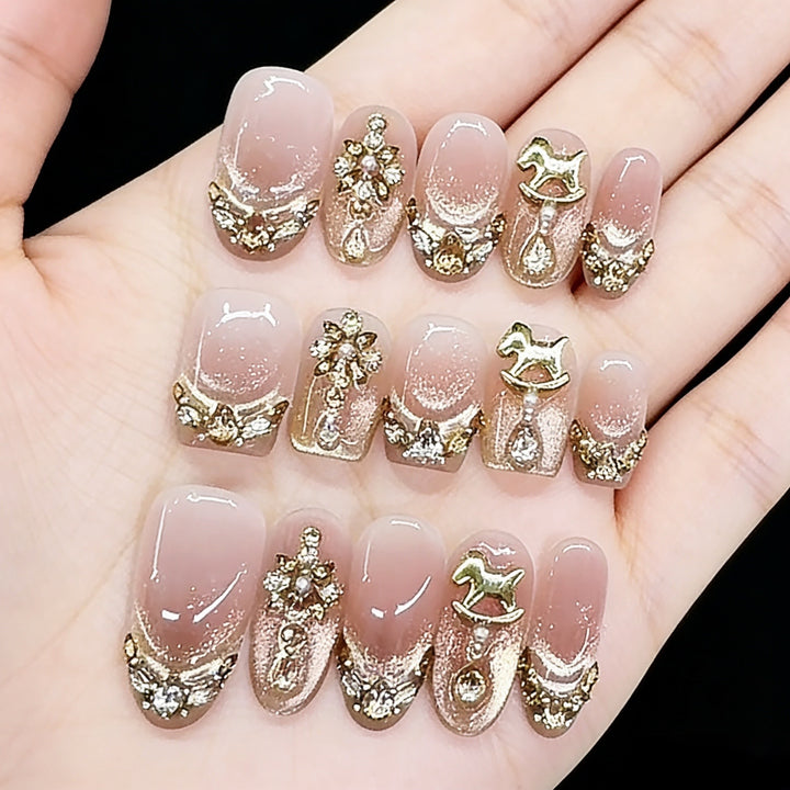 Decorative Press-On Nail Art Set with Elegant Embellishments Bowlift