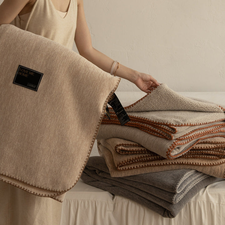 Luxe Reversible Sherpa Fleece Throw Blanket