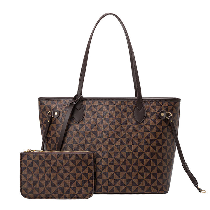 Geometric Patterned Tote Bag with Detachable Pouch