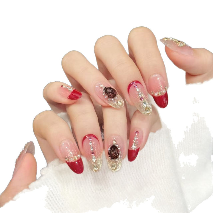 Glamorous Crystal-Embellished Press-On Nail Set