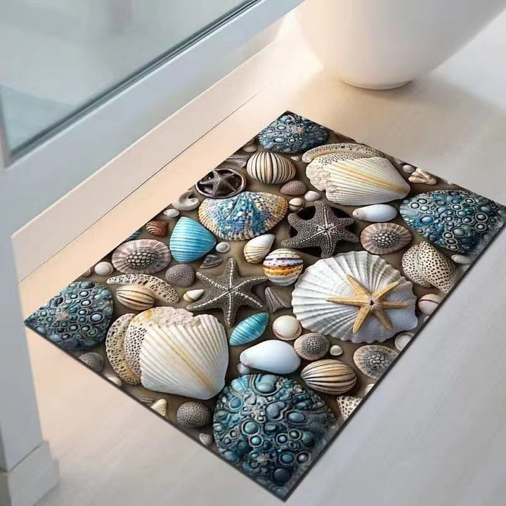 Coastal Seashell Design Bath Mat Bowlift