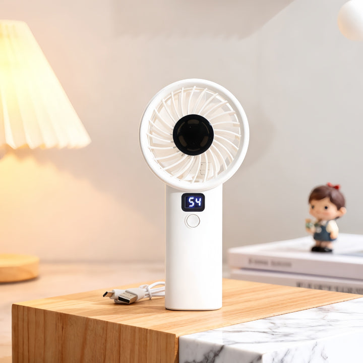 Women’s portable mini fan with digital display and ergonomic design Bowlift