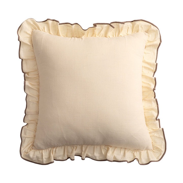 Decorative cushion with frill ruffle and linen texture Bowlift