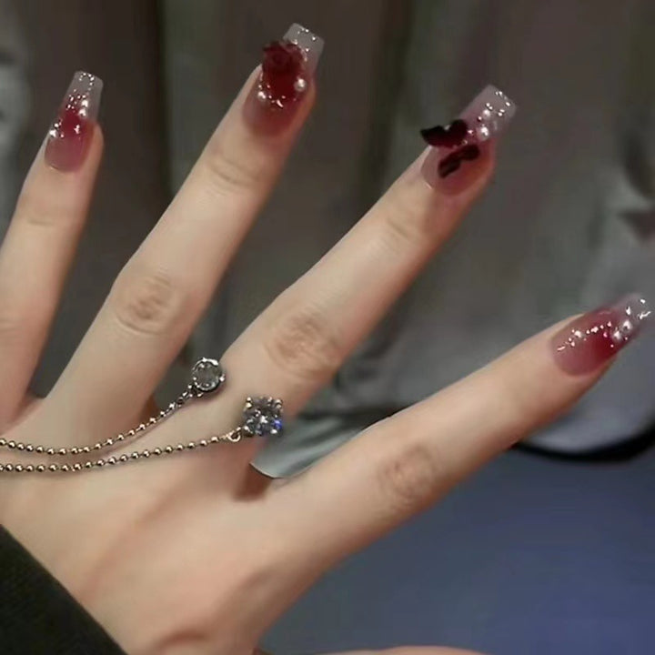 Floral Embellished Press-On Nail Art Set