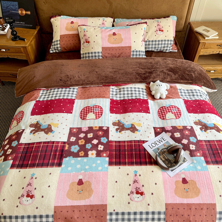Cute Themed Flannel Bedding Set