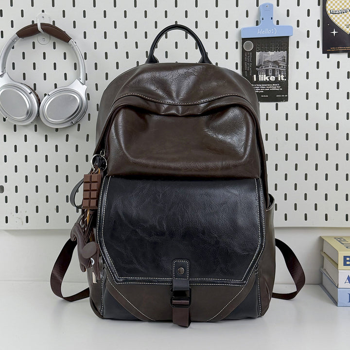 Stylish Multi-Compartment Leather Laptop Backpack Bowlift