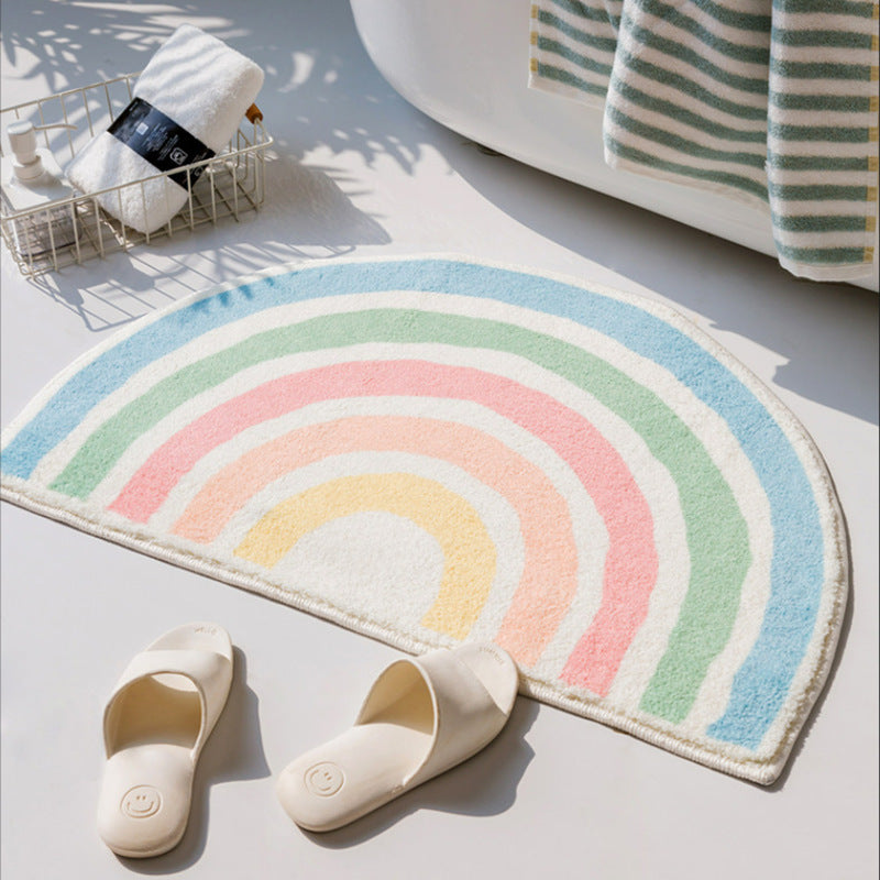 Rainbow-Themed Soft Plush Floor Mat Bowlift