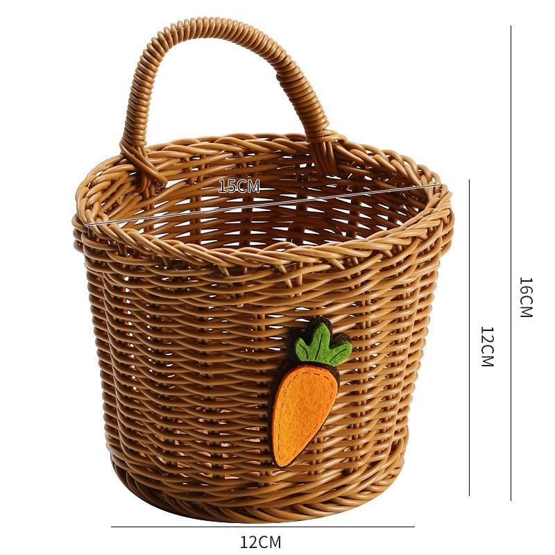 Woven Rattan Storage Basket with Sturdy Handle