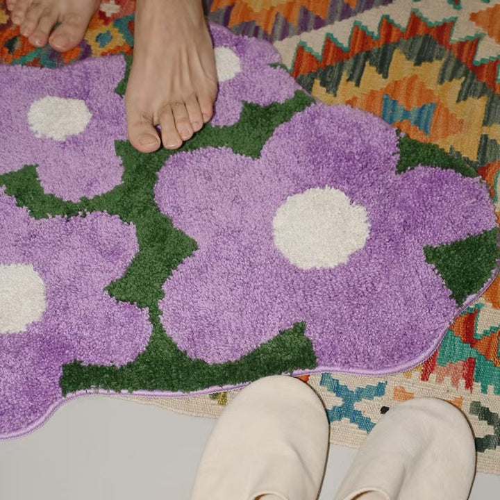 Floral Shaped Bathroom Rug Bowlift