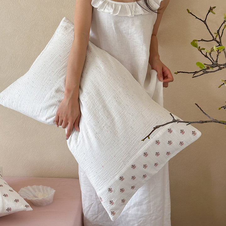 Textured Linen-Cotton Tufted Duvet Comforter Set with Contrast Piped Edge and Envelope Shams