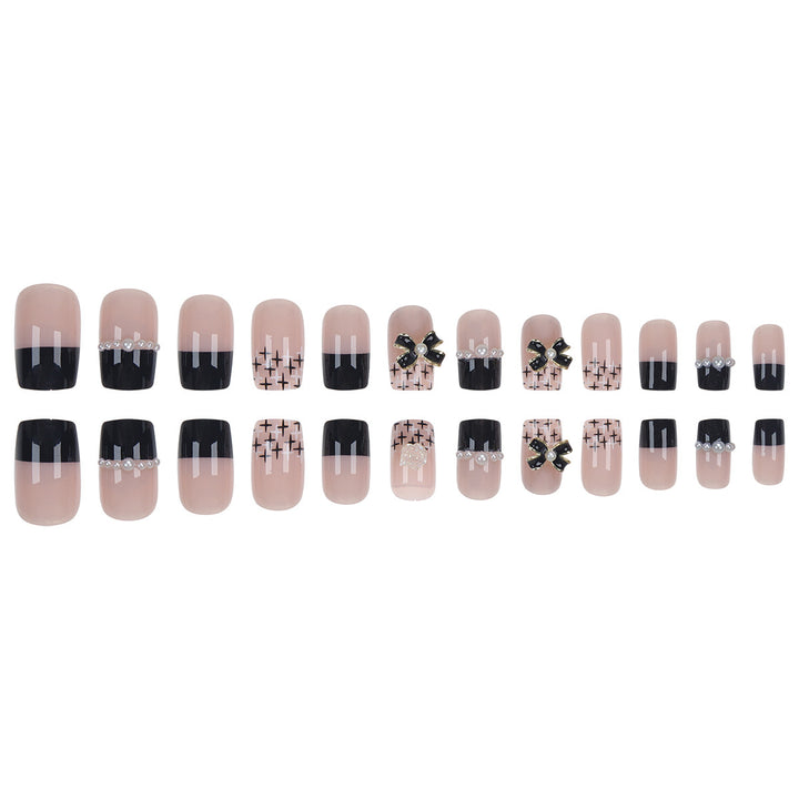 Decorative Press-On Nail Set with Elegant Bow Accents Bowlift