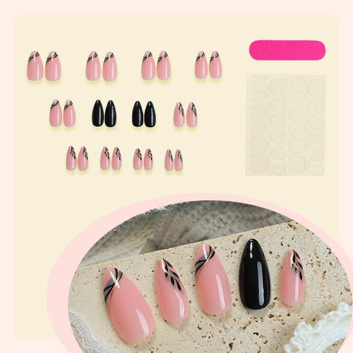 Decorative Press-On Nail Set with Elegant Designs Bowlift